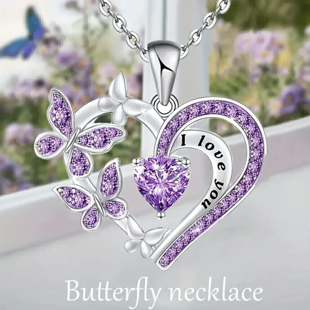 New - Heart-shaped Butterfly Pendant Necklace w/ 20